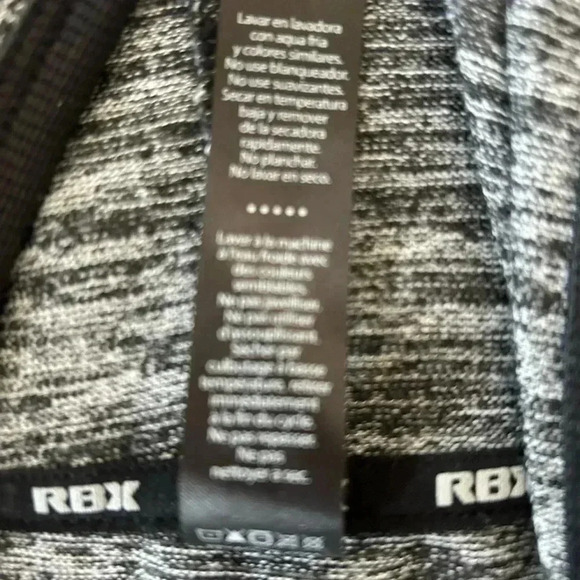 RBX Active Heather Gray Black Pullover Fleece Hoodie With Thumb Holes Size Small - Picture 5 of 11